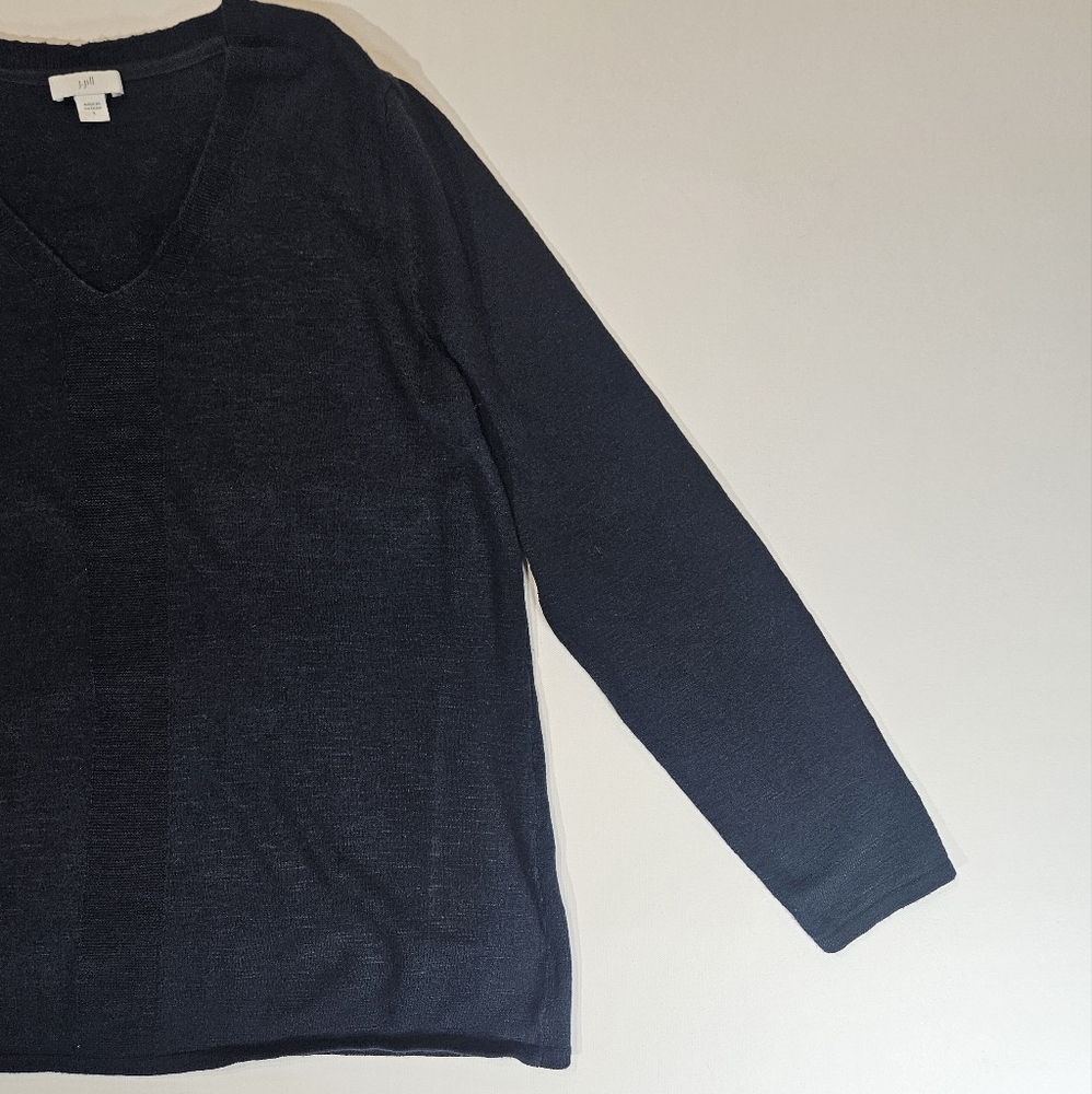 J. Jill Sweater Womens Size Small Navy Blue Fall Capsule Wardrobe Minimalist Top - Picture 4 of 6
